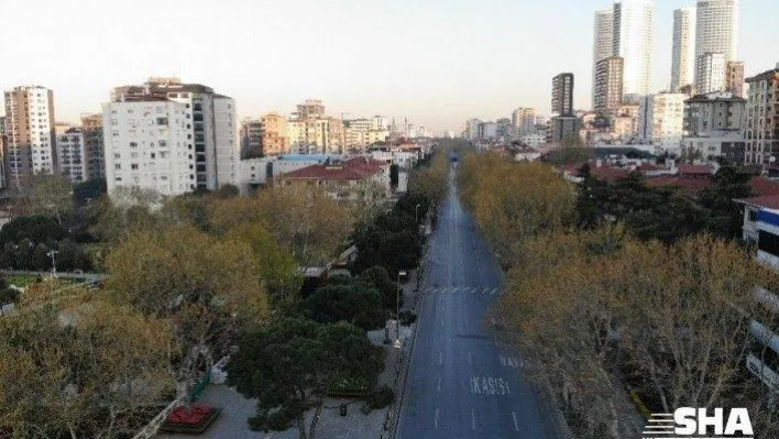 Sokağa çıkma kısıtlamasıyla hayalet caddeye dönen Bağdat Caddesi havadan görüntülendi