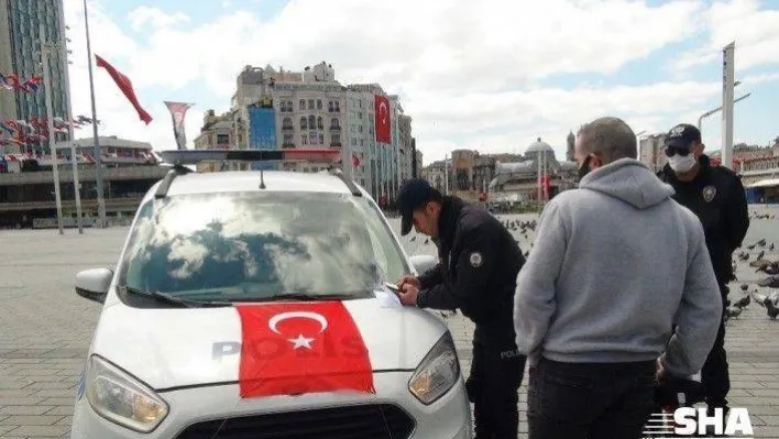 Spor yapmak için bisikletle Taksim'e geldi, ceza yedi