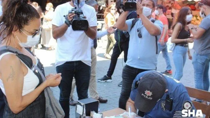 Beşiktaş'ta maske takmayanlara tek tek ceza kesildi