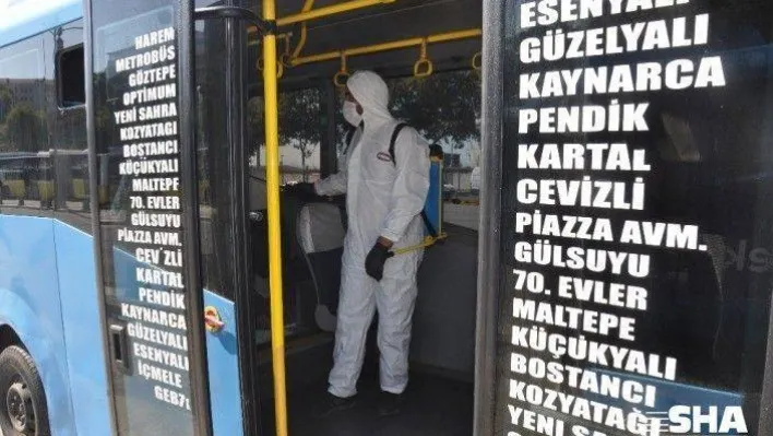 İstanbul'un en uzun minibüs hattına dezenfektan üniteleri yerleştirildi