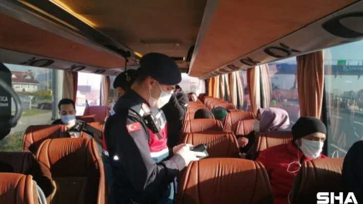 Kuzey Marmara Otoyolu'nda şehirlerarası otobüslere covid denetimi