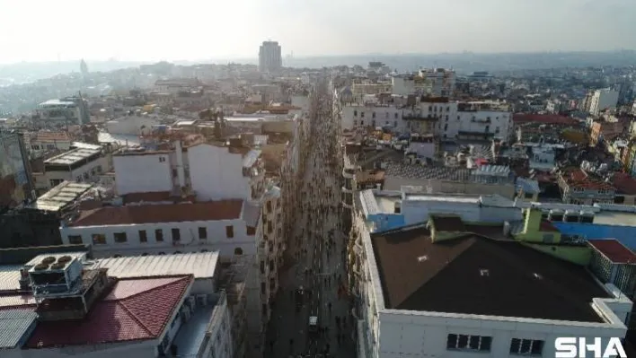 İstiklal Caddesi tedbirlerden sonra havadan görüntülendi