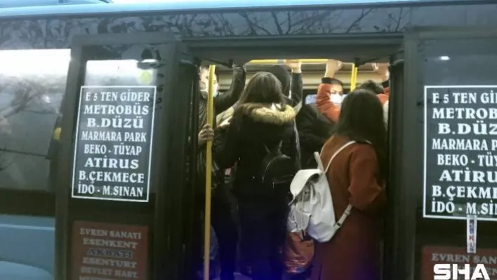 (Özel)Esenyurt'ta aynı manzara: Durdurulan tüm minibüsler tıka basa çıktı