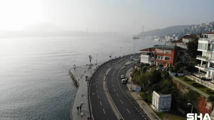 Sessizliğin hakim olduğu Bebek Sahili havadan görüntülendi