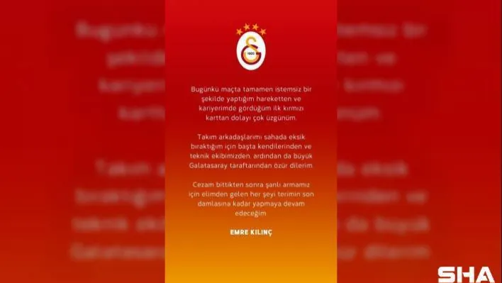 Emre Kılınç: &quotGördüğüm kırmızı karttan dolayı çok üzgünüm&quot