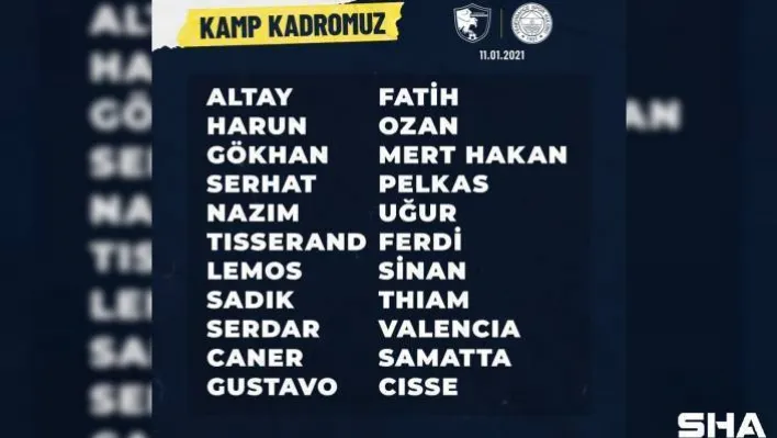 Fenerbahçe'nin BB Erzurumspor maçı kadrosu belli oldu