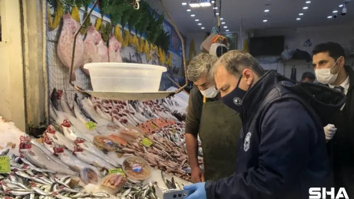 İstanbul'da balık tezgahlarında hamsi boylarına denetim