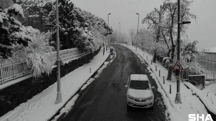 İstanbul'da yağan kar havadan böyle görüntülendi