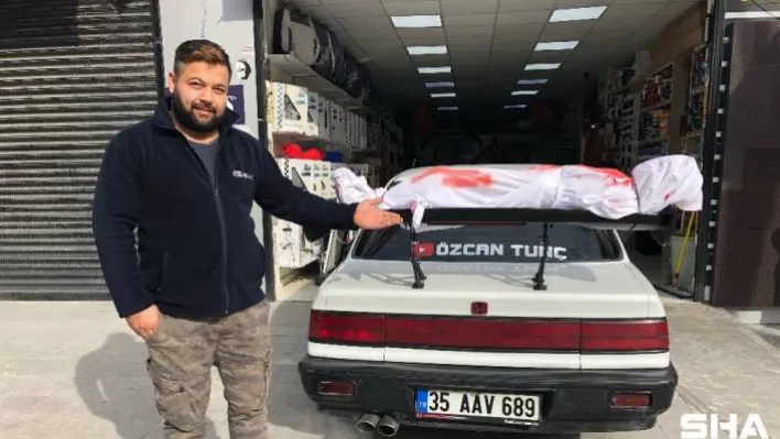 Kanlı, kefenli modifiye araç polisi harekete geçirdi