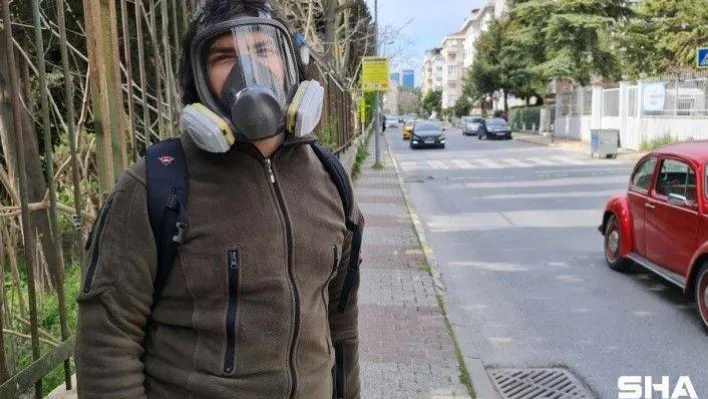 (Özel) Tedbiri abarttı, vaka sayısı artınca dışarı gaz maskesiyle çıktı
