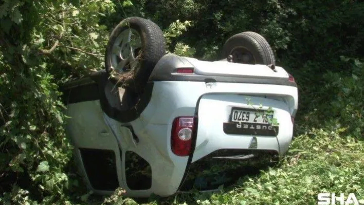 Şile yolunda hakimiyetini kaybeden sürücü ormanlık alana uçtu
