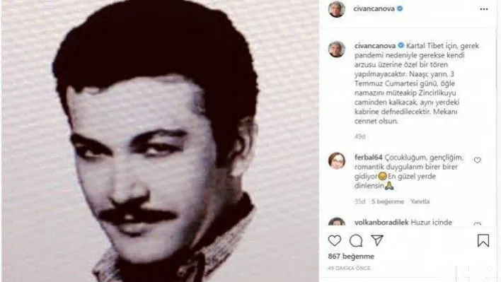 Ünlü Yeşilçam oyuncusu Kartal Tibet'in cenaze detayları belli oldu