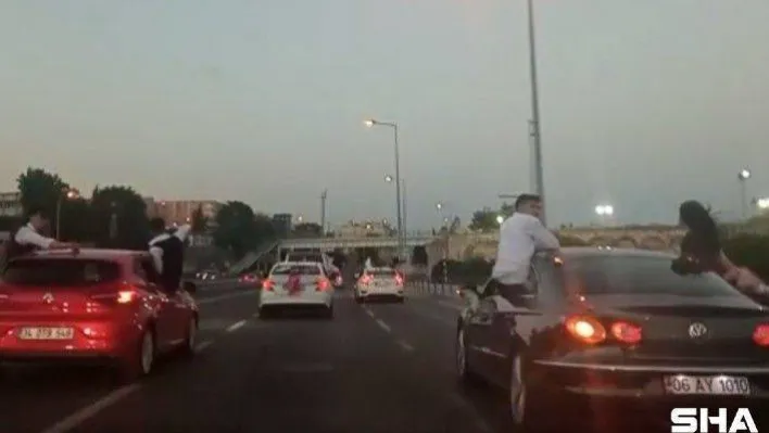 Düğün magandaları Bakırköy sahil yolunda trafiği tehlikeye düşürdü