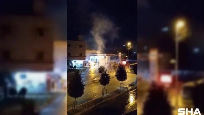 (ÖZEL) Benzinlikte havai fişek atan şehir magandaları kamerada