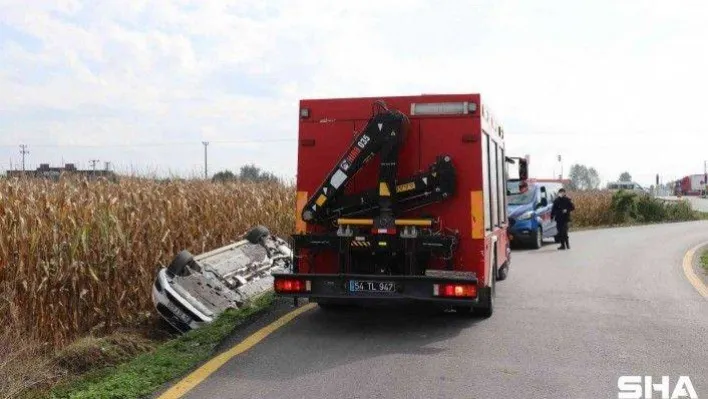 Takla atan lüks otomobilden burnu bile kanamadan çıktı