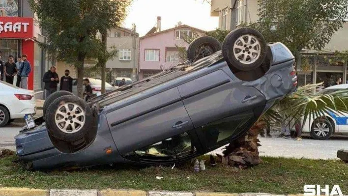 Alkollü sürücü düz yolda otomobiliyle takla attı