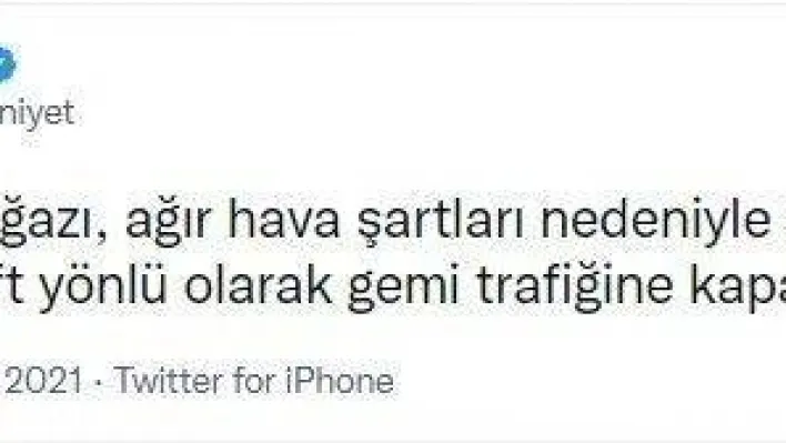 İstanbul Boğazı çift yönlü olarak trafiğe kapatıldı