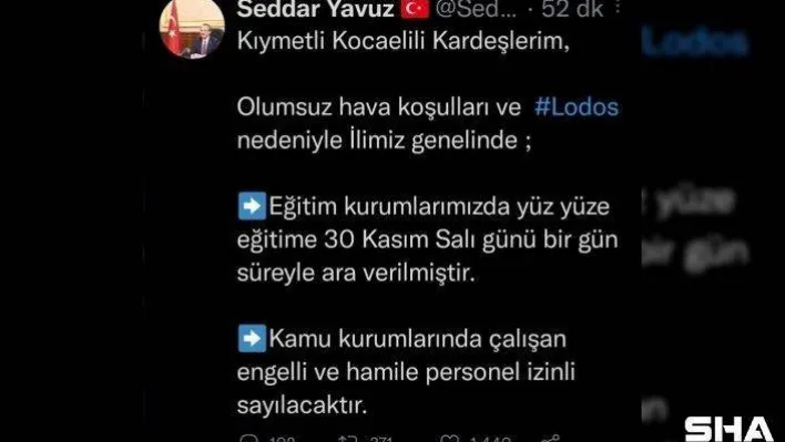Kocaeli'de lodos nedeniyle eğitime bir gün ara verildi