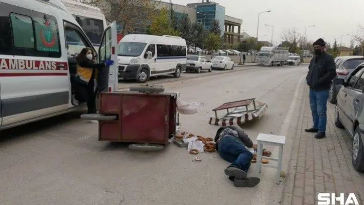 Lodos simit tezgahını devirdi, simitçi ağır yaralandı