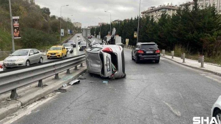 Ulus'ta takla atan sürücü burnu bile kanamadan kurtuldu
