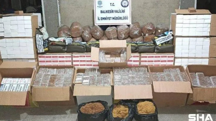 Balıkesir'de çok miktarda kaçak tütün ele geçirildi