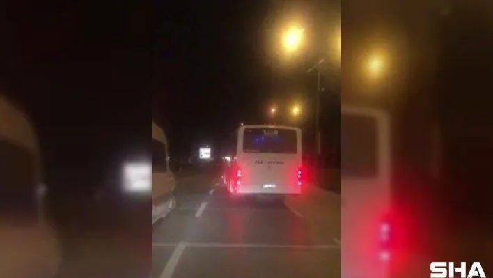 Bursa'da yan yan giden otobüs görenleri şaşkına çevirdi