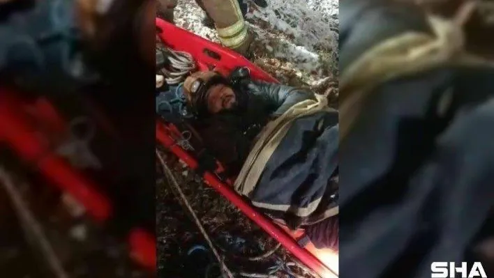 Kar sevinci yaşarken 200 metrelik uçuruma yuvarlanan genç itfaiye ekiplerince kurtarıldı