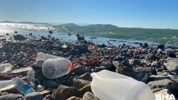 Lodos nedeniyle deniz altından çıkan atıklar Caddebostan Sahile vurdu