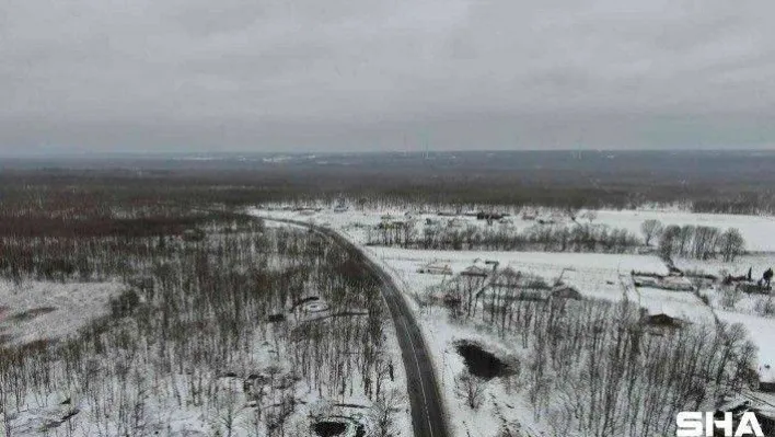 Danamandıra Tabiat Parkı'ndaki kartpostallık kar manzarası drone ile görüntülendi