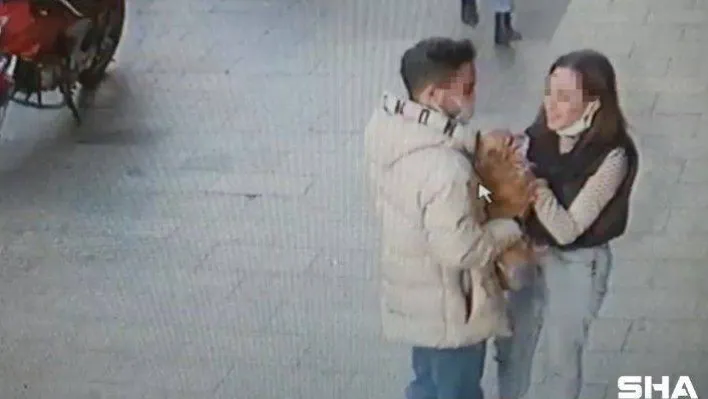 İstanbul'da ilginç köpek hırsızlığı kamerada: Sevgili çift 'Badem'i' severek çaldı