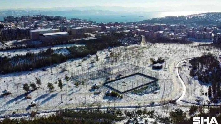 Karla kaplanan Tatlıkuyu Vadisi havadan görüntülendi