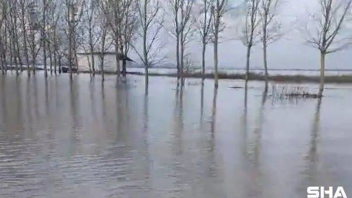 Meriç Nehri'nde taşkın alarmı: Köy halkı kayıkla geziyor