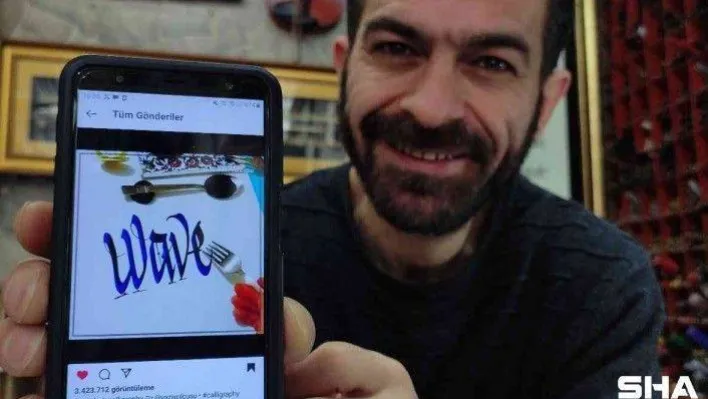 Çatalla yazı yazdı, dünyada milyonlarca kez izlendi