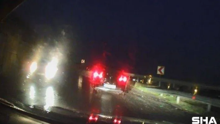 Keskin viraja ters yönden giren araç korku dolu anlar yaşattı