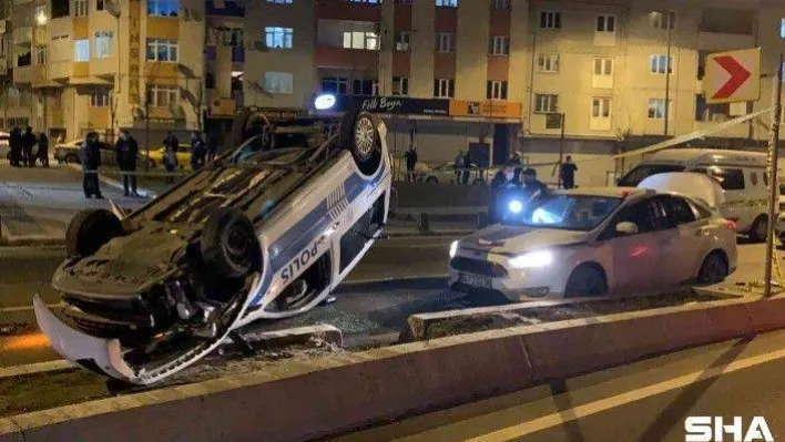 Polis aracı kovaladığı şüpheli araca çarparak takla attı: 2 polis yaralı