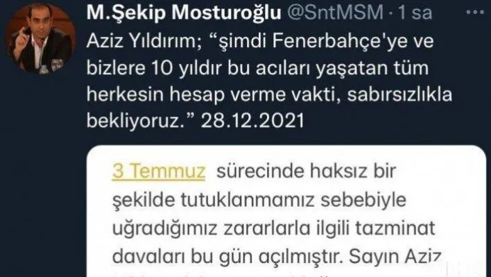 Aziz Yıldırım'dan 'haksız tutukluluk' nedeniyle 777 milyon liralık tazminat davası