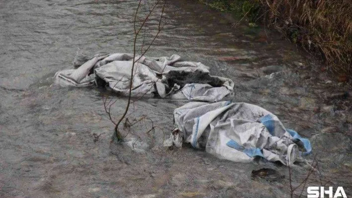 Dereye atılan kimyasal malzemeler 24 saat geçmesine rağmen sudan duman çıkarıyor