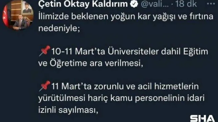 Sakarya'da olumsuz hava koşulları sebebiyle eğitime ara verildi