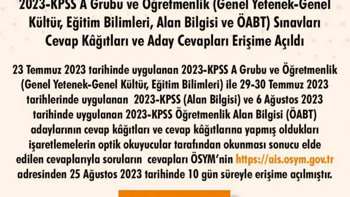 2023 KPSS cevap kağıtları ve aday cevapları erişime açıldı