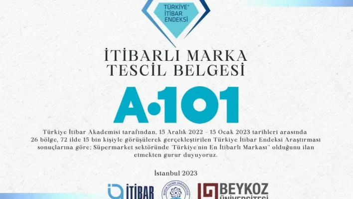 A101 Türkiye'nin en itibarlı süpermarketi seçildi