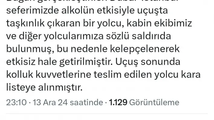 Alkollü yolcu, uçakta olay çıkardı