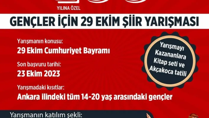 Ankara Büyükşehir Belediyesi'nden Cumhuriyetin 100. yılına özel şiir yarışması