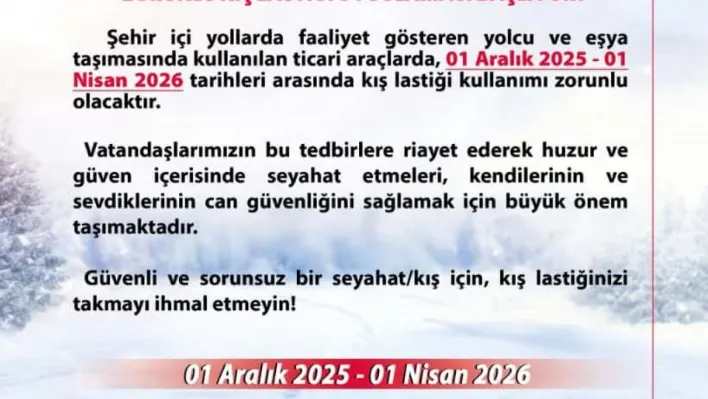 Ankara'da aralık ayından itibaren zorunlu kış lastiği kullanımı başlıyor