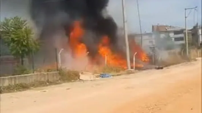 Araç denetim istasyonu alev aldı