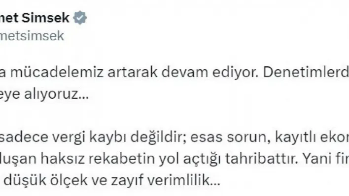 Bakan Şimşek: 'Denetimlerde yapay zekayı devreye alıyoruz'