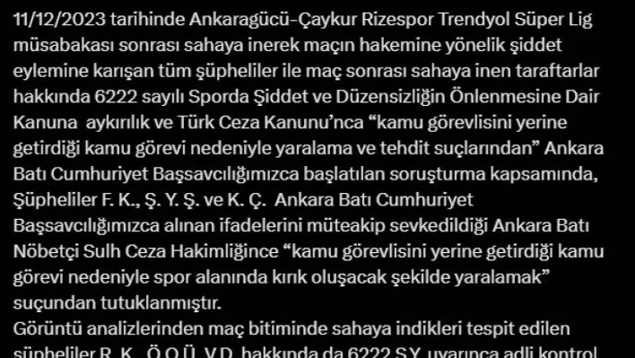 Bakan Tunç, Ankaragücü Başkanı Koca ve 2 kişinin tutuklandığını duyurdu