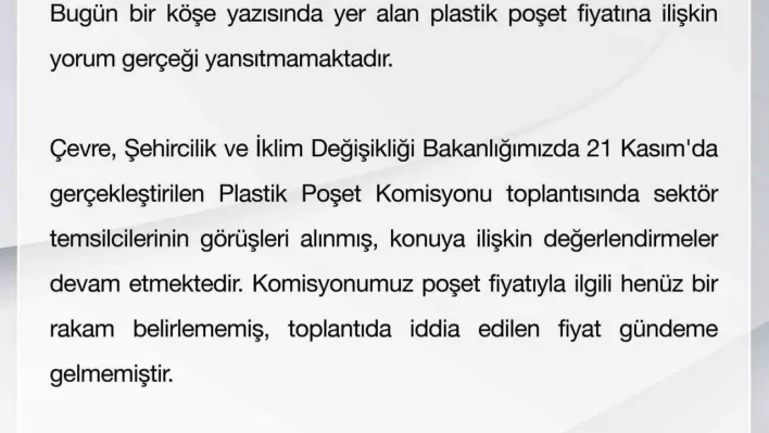 Bakanlıktan poşet fiyatıyla ilgili açıklama