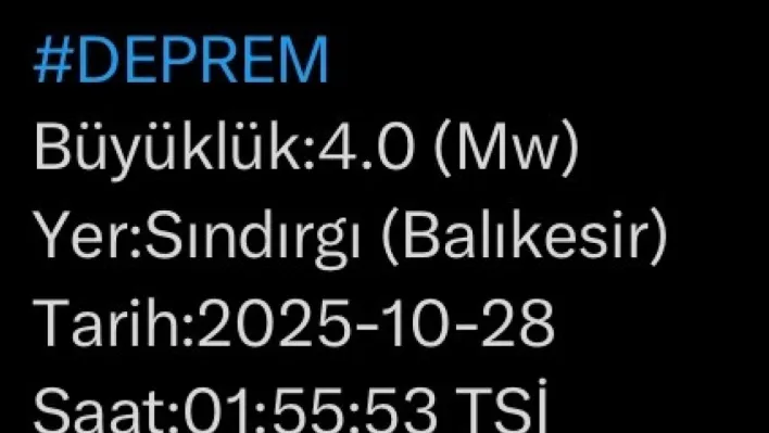 Balıkesir'de 4 büyüklüğünde deprem