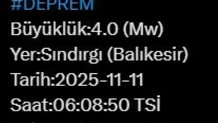 Balıkesir'de 4 büyüklüğünde deprem