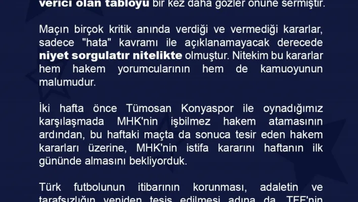 Başakşehir'den Galatasaray maçının hakemlerine sert tepki!